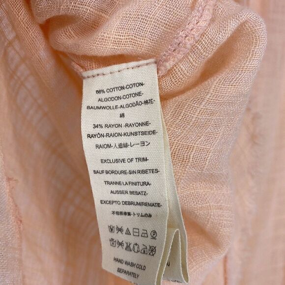 Free People Tunic Top Size XS Womens Peach Talk To Me Crinkled Frayed Hem Shirt - Picture 6 of 8